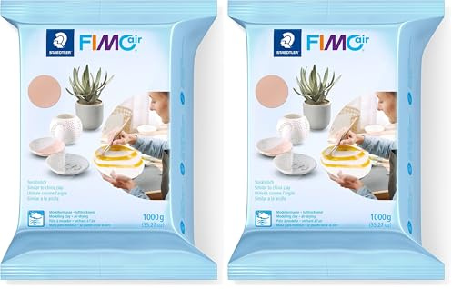 STAEDTLER lufttrocknende Modelliermasse FIMO air, blassrosa, sofort gebrauchsfähig, kein Brennvorgang notwendig, 1000g, angenehme Haptik, klebt nicht, mind. 95% natürliche Rohstoffe, 8101-43