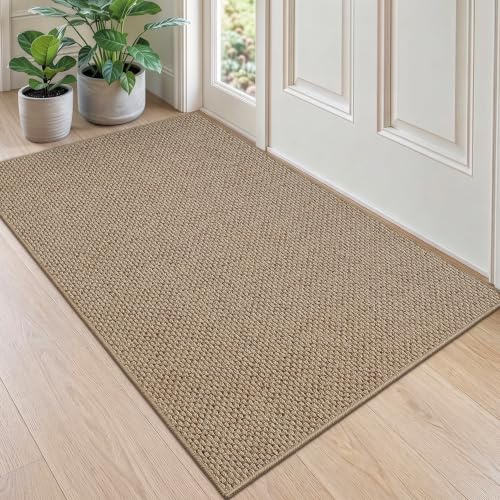 DEXI Dörrmatta Inomhus 90 x 140 cm, Mörkbeige | Polyestermaterial, halkfri, smutsavvisande, låg profil, för entré, hall och veranda