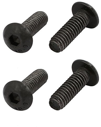 sourcing map 4 Stück Halbrundkopfschrauben M4x12mm 10.9 Grad Innensechskant Linksgewinde Schraube Schwarz