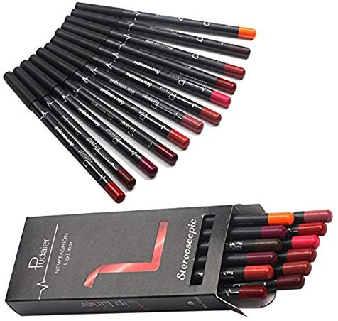 12 Colors Matte Lip Liner Set, High Pigmented Silky Smooth Lip Liner Pencil, Waterproof Long Lasting Lip Contour Lipliner (12 Colors)