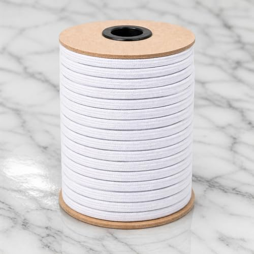 Trimming Shop Bande élastique plate de 4 mm – Cordon élastique noir tressé large pour bricolage, couture, artisanat, couture, mercerie et vêtements, blanc, 250 m