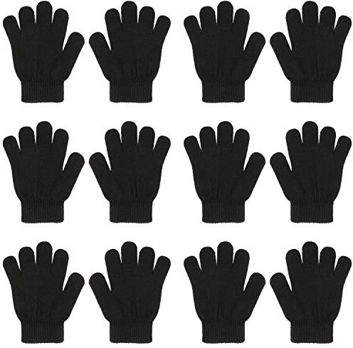 QKURT 6 Paare Magic Stretch Handschuhe - Vollfinger Winter Handschuhe für Kinder 5-13 Jahre Mädchen & Jungen