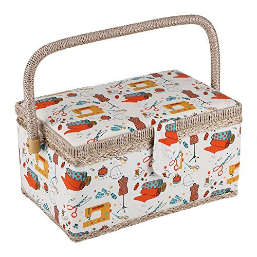 Dioche Boîte à Coudre Panier à Couture en Tissu avec Poignée Kit de Couture Portable Sewing Box Boîte à Coudre Fournitures pour Maison et Voyage 27,8 x 18 x 14,5 cm