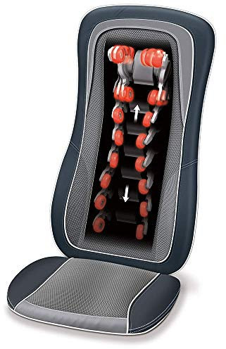 Beurer MG 315 Shiatsu Massage-Sitzauflage,elektrisches Massagegerät zur Nacken und Rückenmassage,mit Licht- und Wärmefunktion,automatische Körperscan-Funktion,in schwarz-grau,Massageprogramme 3