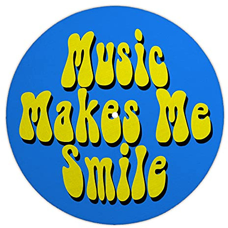 Next Ferry Slipmat - Music Makes Me Smile - Plattenspieler Filzmatte 30 cm | DJ Plattentellerauflage 2,5 mm für Plattenspieler & Turntables - 12 Zoll - für Scratchen & Backspin - bedruckt in Deutschland
