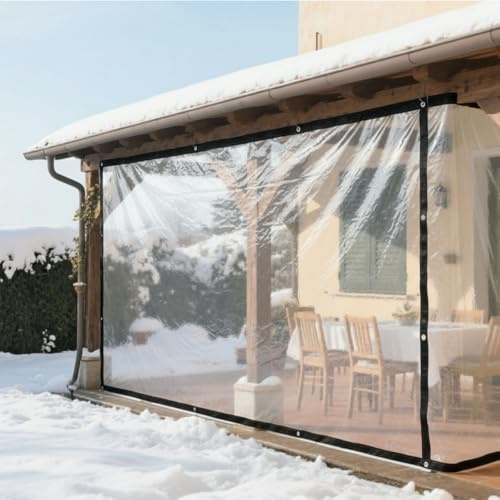 BeGrit 3M x 6M wasserdichte Transparente Plane mit Ösen Wetterfeste Plane Transparente Strapazierfähige Vordächer und Planen enthalten Spanngummi für Gartenmöbel Pflanzen Gewächshaus Pet Hutch Dach