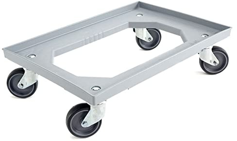 Karton EU Transportroller für Boxen 60 x 40 cm ohne Bremse Grau, mit 4 Lenkrollen Rollwagen Euroboxen Eurobehälter