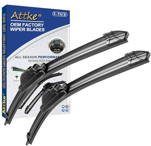 ATTKE OEM Quality Front Windscreen Wiper Blades for Honda Odyssey 2005-2020/Civic 2010-2015/Toyota Venza 2009-2015 (26″+22″ Front Windshield Wiper Blade Set)