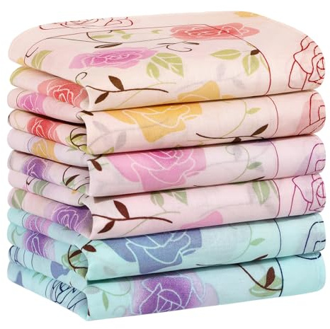HOULIFE Damen Taschentücher – Blumentaschentücher, Stofftaschentücher Damen, Taschentuch Stoff aus Reiner 60S Gekämmte Baumwolle für Alltagsgebrauch Hochzeit, 45x45cm, 6/12 Stücke