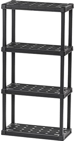 IRIS USA - Scaffale in plastica resistente a 4 ripiani, altezza 121,9 cm, 18,1 kg per ripiano, organizer modulare per garage, per casa, cantina, lavanderia e ripostiglio, 30,5 x 61 x 121,9 cm, nero