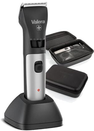 Valera, Swiss Excellence Top Rasoir avec lames 46 mm, 5 niveaux de coupe, 6 sabots d'espacement, fonctionnement sans fil ou avec alimentation, batterie incluse, 100-240 V, Swiss Made