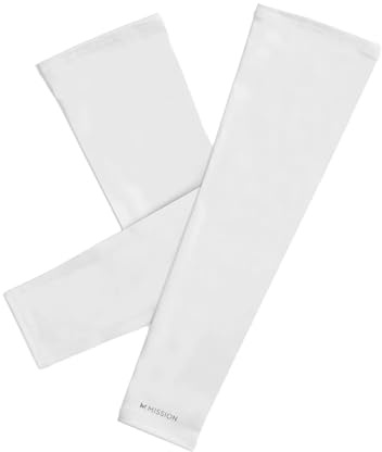 MISSION Cooling Sun Sleeves, UPF 50 UV Protection, Instant Cooling, 2hr Cool, Lightweight 4-Way Stretch, One Size Fit (White)