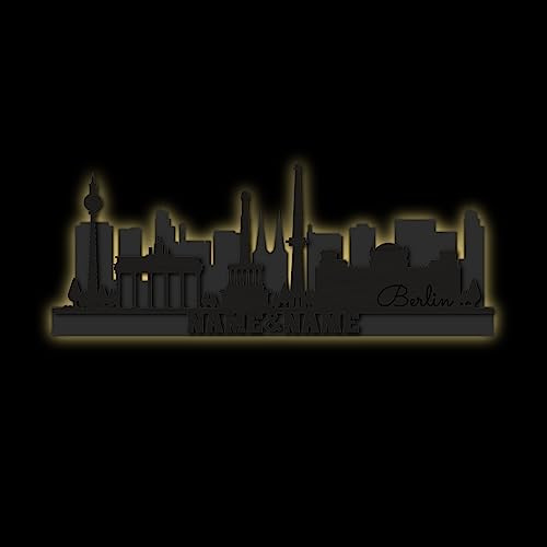 Namofactur personalisierte LED-Wanddeko Skyline Berlin aus Holz