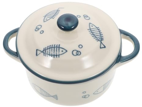 RORPOIR Hand-Painted Steam Bowl with Lid Double Handles Non-Slip Suction Base Baby Eating Bowl for Steamed Egg Soup and Porridge Easy to Clean 5.43 Inch