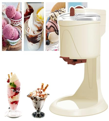 Machine à Crème Glacée Italienne 1000 Ml, Machine De Fabrication De Crème Glacée Molle à La Maison, Mini Petite Machine Automatique à Cône De Yaourt, Avec Tasse à Mesurer Et Spatule