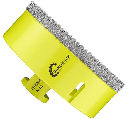 Diamond Core Drill Bits 110mm - Serrated Diamond Hole Saw Kit SANLEETEK for Ceramic Porcelain Tile Marble Granite M14 Thread