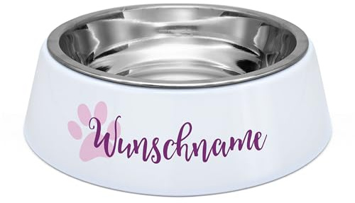 PrintPlanet® - Futternapf mit Namen oder Wunschtext selbst gestalten - Hunde-Fressnapf mit Namen Personalisieren und Bedrucken - Layout 1