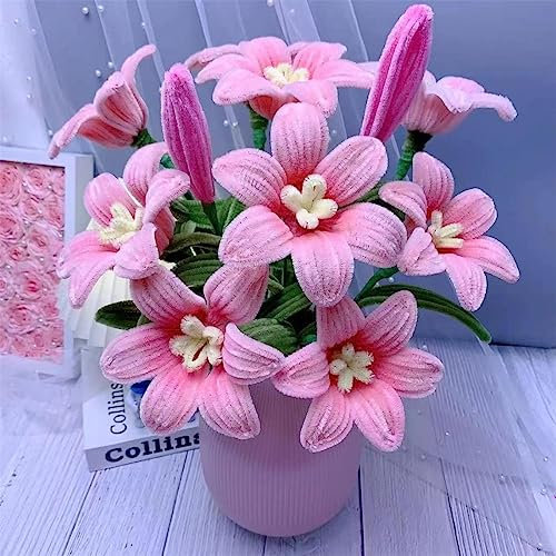 YOOTOM 400 Limpiapipas chenilla para Manualidades, Limpia pipas para manualidades, Limpiador de pipas de 12 Lirio Rosa Flores,Conjunto completo