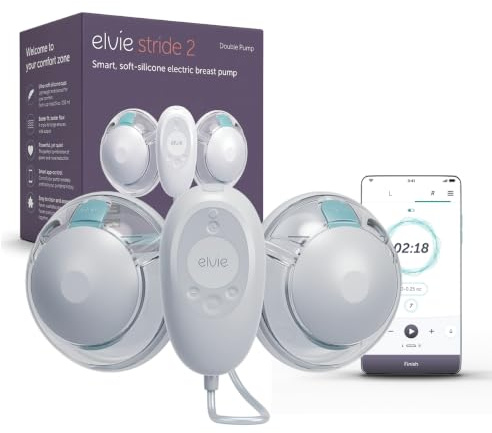Elvie Stride 2 | Zwei elektrische Milchpumpen – Freihändige Milchpumpe – Tragbare Milchpumpe – Grundausstattung für Neugeborene
