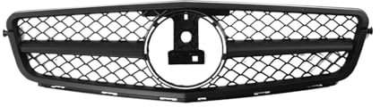 Kühlergrill Für Benz Für C-klasse W204 2008-2014 C180 C200 C350 Chrom Silber Diamanten Kühlergrill Glänzend Schwarz Für GTR Stil Front Stoßstange Kühlergrill Frontgrill(A-Matte Black)