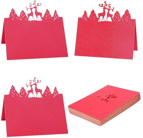 iKesoce 30 Pezzi Cartellini Segnaposto da Tavolo Biglietti Segnaposto per Natale Biglietti da Tavolo per Matrimonio Comunione Battesimo Festa Compleanno, Rosso