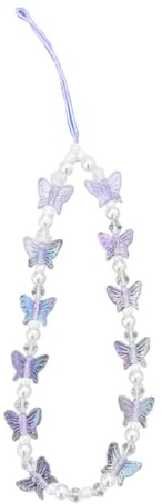 KASFDBMO Phone Lanyard Wrist Strap Butterfly and Bead Chain Phone Charm Antilost Cellphone Strap Hangings Cord for Women