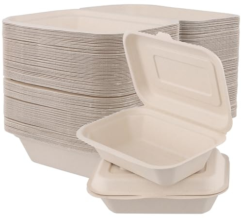 KOHAND 100 scatole di imballaggio per alimenti da asporto in pasta di carta, 17,4 x 12,3 cm/6,85 × 4,85 × 4,83 cm, contenitore per la preparazione dei pasti per la casa, ristorante