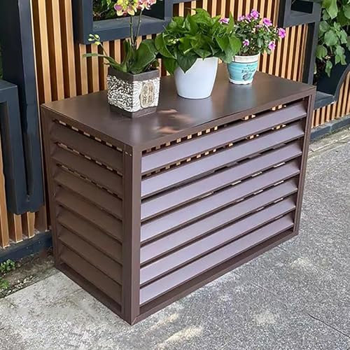 Clôture décorative en alliage d'aluminium de qualité supérieure - Grilles de protection de 1 mm d'épaisseur pour climatisation et pompes à chaleur - Marron - 280 x 152 x 203 cm