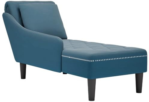 Willood Chaiselongue mit Kissen und Rechter Armlehne Blau Samt