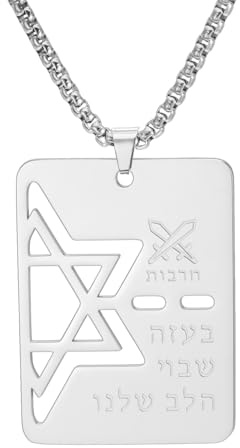 VASSAGO Davidsstjärna halsband hebreiska välsignelser halsband judisk stjärna halsband rostfritt stål hundbricka hänge religiösa Israel smycken, Large, Rostfritt stål, Ingen ädelsten
