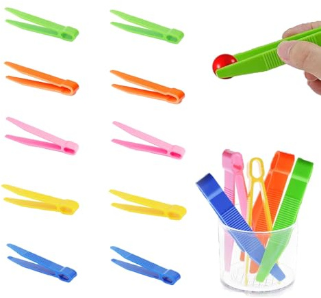 10 Pcs Kids Tweezers Set, Plastic Cartoon Tweezers, DIY Craft Tool