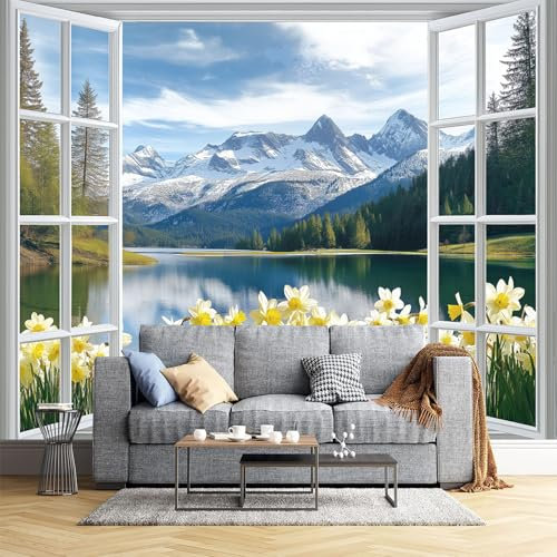 Papel Tapiz Fotográfico Montañas Narcissus Murales, Paisaje Natural Mural De Pared Papel Tapiz Fotográfico, 260X175Cm Mural De Papel Tapiz De Pared Para Sala De Estar Dormitorio