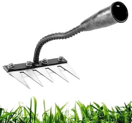 2025 Rateau de DéSherbage, Outil de Râteau de Désherbage avec Manche, Iron Rake 2.0, Outillage De Jardin pour Désherber/Ameublir/Semence (5 Teeth)