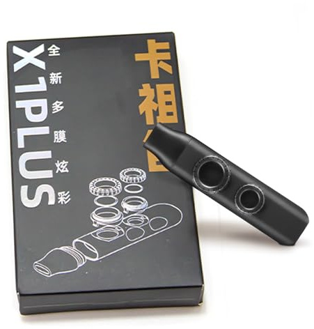 POPETPOP Doppelloch Kazoo Musikinstrument mit Austauschbaren Membranen Trageschlaufe Schwarz Blasinstrument für Anfänger und Musikbegleitung