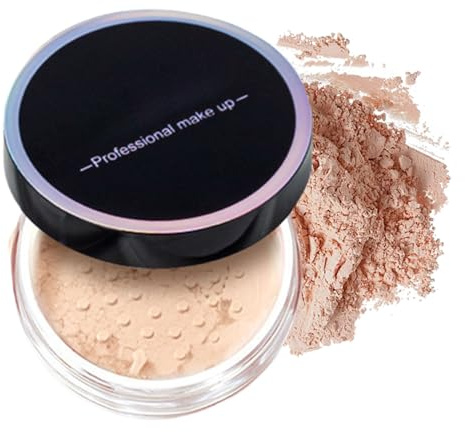 Setting Powder Soft Focus Matte Finish Loose for All Skin Types - Long Lasting, Oil Control, Smooth Baking Makeup with Powder Puff - Lightweight Fixing in Natural Colo -PINK