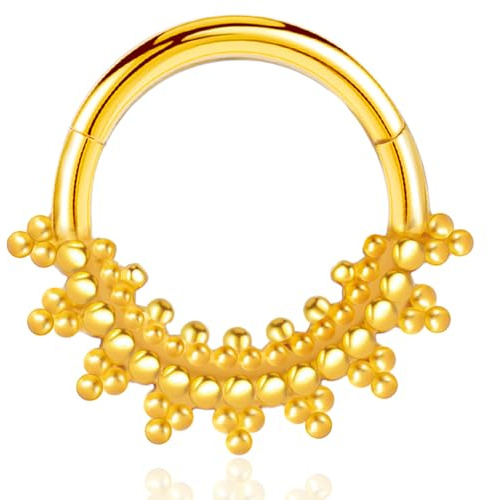 Vankula Septum Piercing Ring Hinged Segment Clicker 8mm 10mm 16g Chirurgenstahl Nasenpiercing Helix Daith Tragus Conch Piercing Schmuck für Frauen und Männer Schwarz Gold Silber
