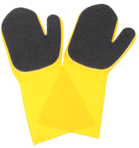 GOOHOCHY 2pcs Waterproof Kitchen Dishwashing Gloves with Latex Sponge Black