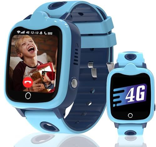 Orologio intelligente per bambini, 4G, Smartwatch per bambini, con videochiamata, orologio GPS per bambini, localizzatore e chiamate SOS Chat SMS, gioco sveglia, impermeabile, modalità classe
