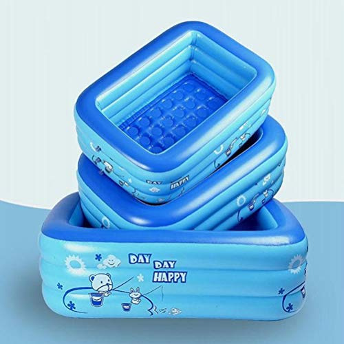 SIXRUN 120/130 cm Aufblasbares Rechteckiges -Schwimmbecken, Langlebiges PVC-Planschbecken für Babys zu Hause – Ideal Zum Babyschwimmen und Spielen (Blue)