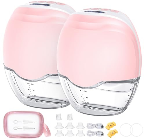 Tiralatte Elettrico Indossabile Portatile, Senza Fili e Silenzioso, Design Discreto Anti-Perdita, Senza BPA,3 Modalità e 12 Livelli, 2 Pezzi per Casa e Viaggio