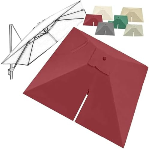 OPOLDBDMAC Toldo Tela De Repuesto para Sombrilla En Voladizo Rectangular 300x400cm Paño De Repuesto Cubierta Superior para Sombrilla De Terrazas, Parasol Excéntrico(Red,4x3m/13x10ft)