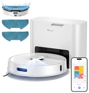 R10 Robot Aspirador y Fregasuelos con Mapeo, Aspira y Friega Suelos, Vaciado Automático de Polvo de 4L, Doble Navegación LiDAR + IMU, Zonas Prohibidas y Muros Virtuales, Control App, Alexa y Google