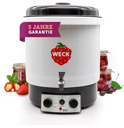 WECK WAT35-A - Máquina de cocina de plástico con termostato de precisión, grifo y temporizador, olla de 29 l, hervidor de vino caliente, exprimidor de vapor, máquina de conservas automáticas