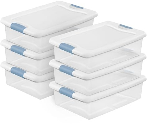 Sterilite Latching Box with Lids for Home and Office, 32 Quart, 6-Pack