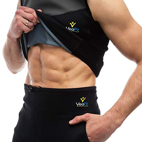 Gilet de Sudation Homme pour Perdre du Ventre en Neoprene VeoFit - Debardeur Homme Musculation Tailles S–XXXL OFFERTS : Guide de Remise en Forme et Sac de Transport