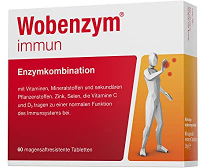 WOBENZYM® immun |Immunkur | Unterstützt das Immunsystem mit Vitamin C und D , Zink und Selen | Für eine starke Immunabwehr| Kombination von Enzymen und Vitaminen | Abwehrkräfte | 60 Tabletten