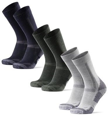 DANISH ENDURANCE Calze Trekking in Lana Merino, Anti-Vesciche, Calzini Escursionismo da Uomo, Donna, Bambino, 3 o 5 Paia, Multicolore (1 x Blu, 1 x Grigio, 1 x Verde), 39-42