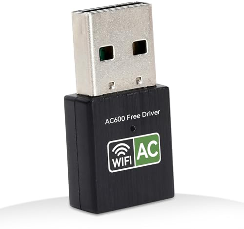 Adaptador WiFi Receptor USB, Ethernet 600Mbps 2.4Ghz + 5Ghz Tarjeta de Red Inalámbrica para Computadora Portátil PC