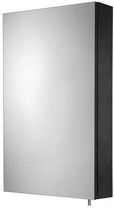 Croydex Dawley Black Bathroom Wall Cabinet - Stylish Matt Black Finish Wall Mounted Medicine Cabinet, Two Adjustable Shelves, Easy Hang 'n' Lock Installation (67 x 40cm)