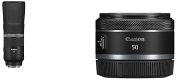 Canon Objektiv RF 800mm F11 is STM - Supertele-Objektiv, schwarz & Objektiv RF 50mm F1.8 STM für EOS R (43mm Filtergewinde, Festbrennweite, präzise Fokkusierung durch STM-AF-Motor), schwarz
